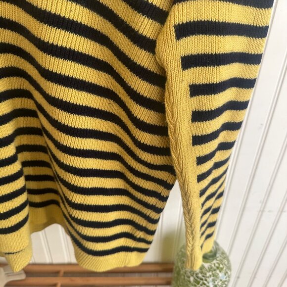 Talbots 3X yellow blue striped sweater nautical gold button details - Picture 6 of 6